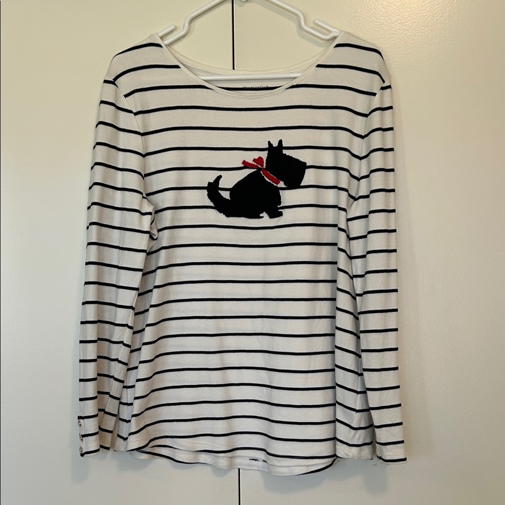 Charter Club Striped Long Sleeve Shirt with Scottie Dog Design size large